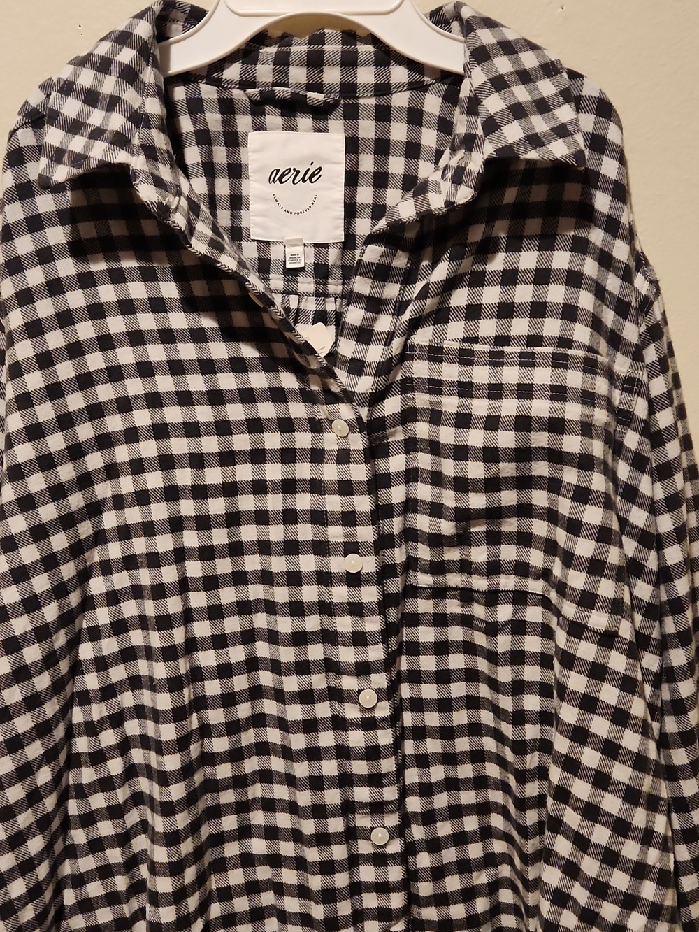 ❤️ NWT! AERIE ANYTIME FAVE OVERSIZED GINGHAM FLANNEL BUTTON DOWN SHIRT / TOP, SM - Picture 6 of 14